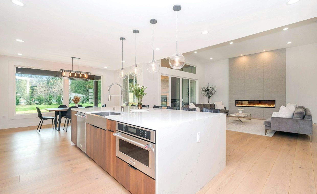 white and brown kitchen counter