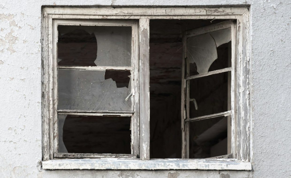 brown wooden open window
